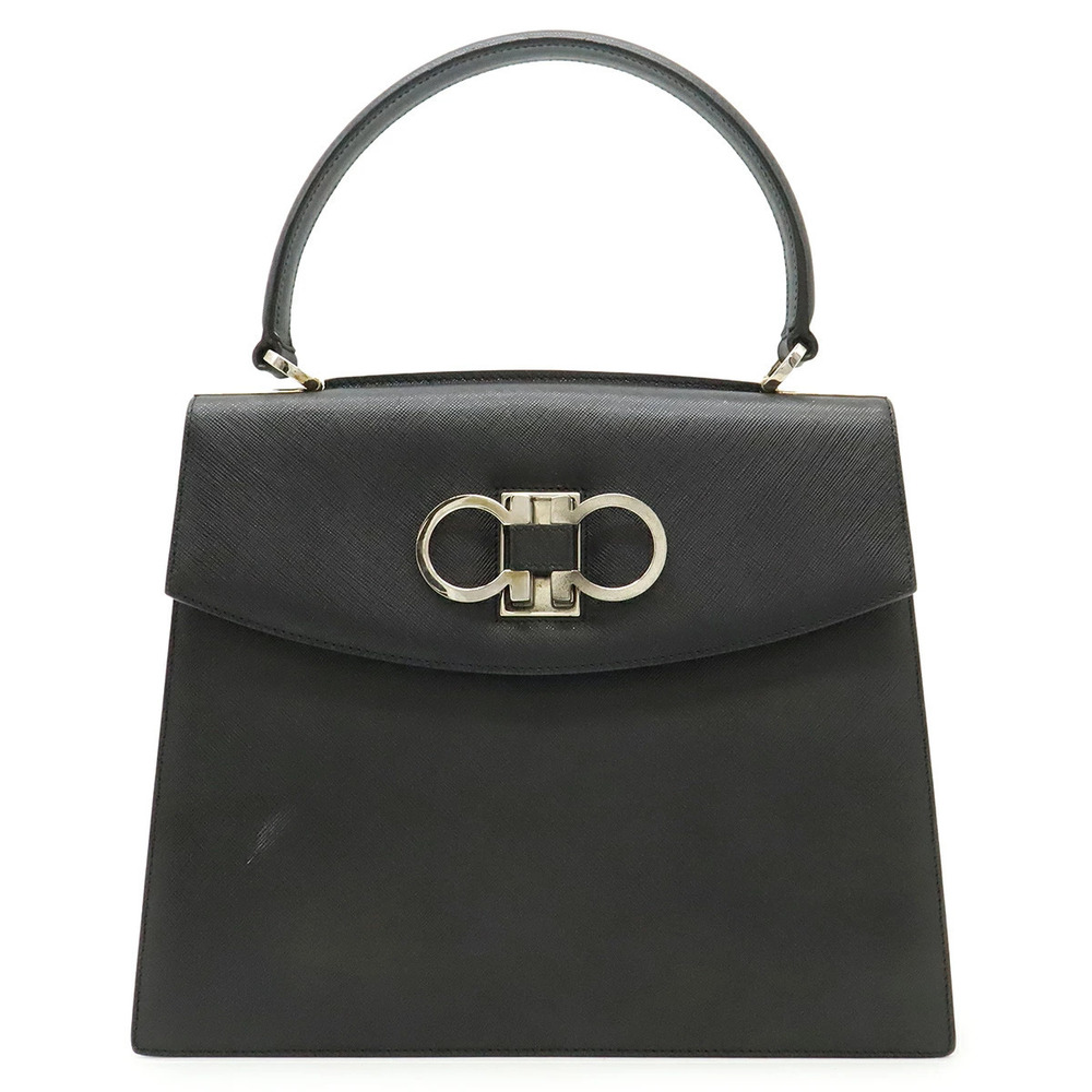 Salvatore Ferragamo Gancini Handbag Leather Black